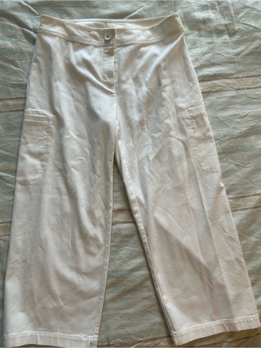 Eileen Fisher White Wide-Leg Cargo Crop Pants Petite 2-4 PP